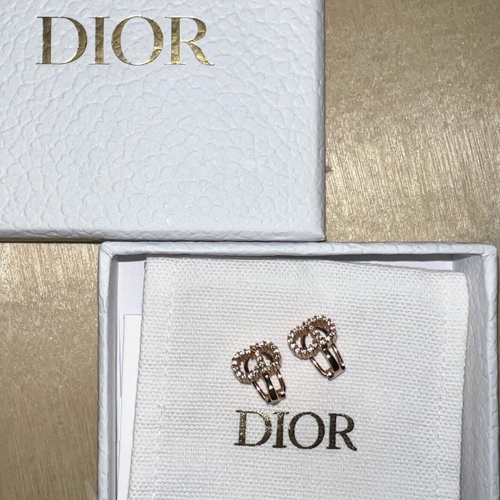Dior Earnings with Gold and White Crystals